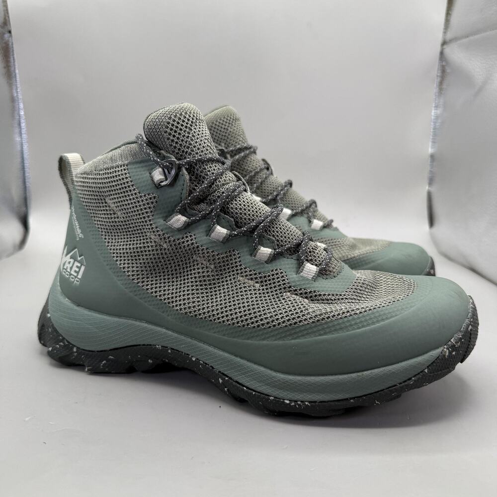 REI Co-op Flash Hiking Shoes Womens Size 7.5 Dusty Olive Mesh Waterproof Trail